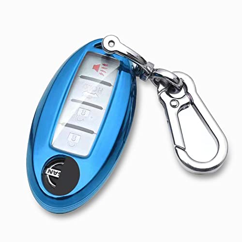 The preferred car products are suitable for Infiniti Nissan keys. The advanced soft TPU key box is compatible with Murano QX60 FX50 Sylphy Qashqai Pathfinder maxima sunny 3 / 4 / 5 buttons (Blue)