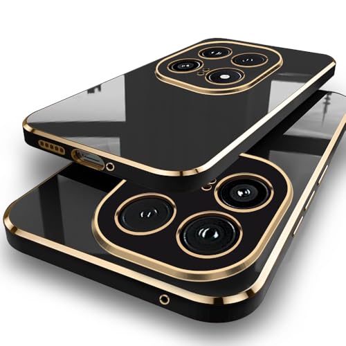 Image of TheGiftKart Luxurious Golden-Plated Back Cover Case for iQOO 15 5G | Raised Lips for Camera & Screen Protection | Shockproof Design | Stylish Back Cover Case for iQOO 15 5G (TPU, Black)