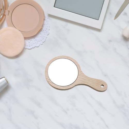 Espejo de maquillaje portátil de madera con mango NOLITOY 6pcs miniatura 7
