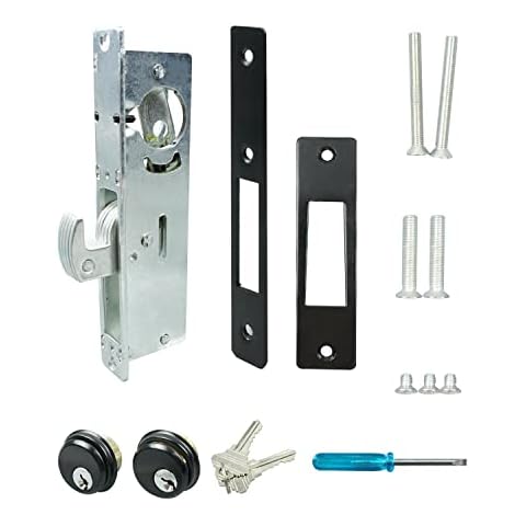 Storefront Tür-Einsteckschloss, 3,8 cm Türschlösser mit Dornmaß Riegel & Doppelschlüsselzylinder Kombinationsschloss Aluminium Cover