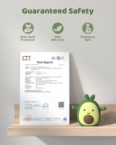 ChooKaChoo Baby Teething Toy Silicone Avocado Teething Mitten for Babies Over 3 Months Anti Dropping Wrist Hand Teethers Baby Chew Toys for Sucking Needs, BPA Free (Patent Pending) - Thumbnail 5