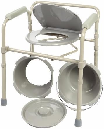 Bedside Commode for Seniors - Folding Commode Chair for Toilet with Arms - 3 in 1 Commode Chair Over Toilet Seat with Lid, Splash Guard & Arms