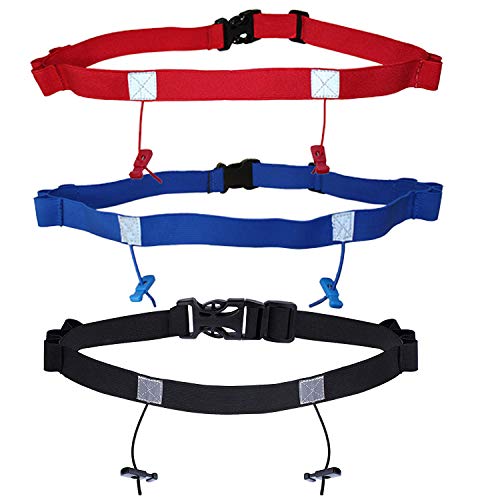ZOWE 3 Pieces Race Number Belt with for Running Cycling Triathlon Marathon, 3 Colors