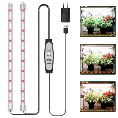 COKOLILA 2 Barres Lampe pour plantes LED, Sunlike Lampe Horticole 120 LED avec minuterie Auto ON/Off 6/12/18H, 3 modes d'éclairage