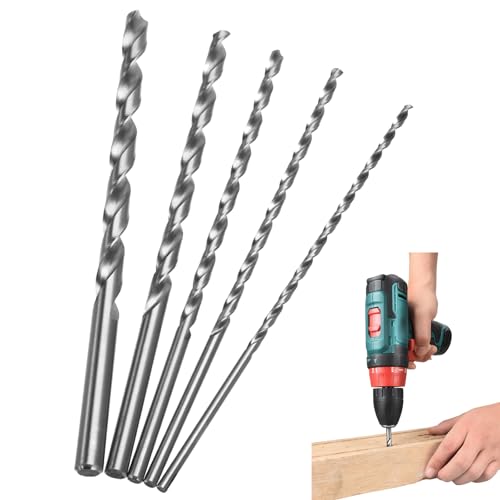 5 Pcs Extra Long Twists Drill Bit Set 150mm Extra Long High Speed Steel Twist Drill Bit Kit 2MM 3MM 3.5MM 4MM 5MM Hardness Spiral Drill Bit Straight Shank Set Speed Steel Drill Bits Set