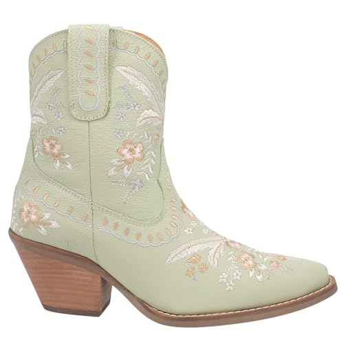 Image of Dingo Womens Primrose Floral Embroidered Snip Toe Casual Boots Ankle Mid Heel 2-3 inch