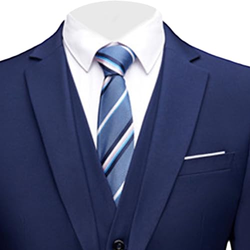 Men’S Suit Set Business Wedding Party Solid Dress Suits Slim Fit 3 Piece Blazer 1 Button Jacket Vest Pants4