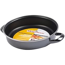 Cazuelas Magefesa MAGEFESA 1107185 Glass Molde para horno de acero esmaltado, Antiadherente bicapa reforzado, Negro Cristal, 24 cm