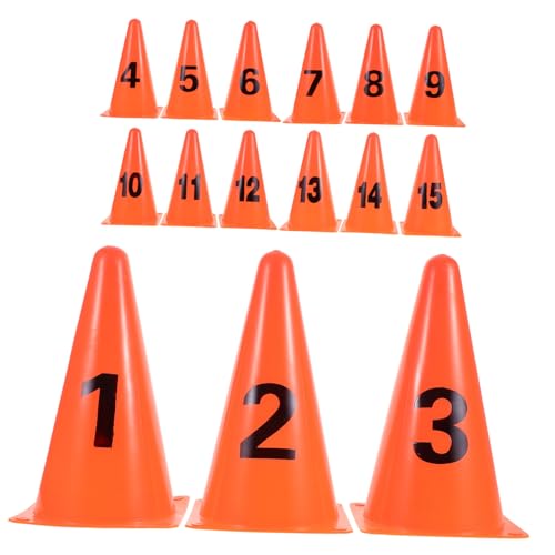 VANZACK 15Pcs Plastic Numbered Agility Cones Training Markers for Soccer Basketball and Sports Drills Versatile Practice Tool for Enhanced Skill Development and Performance