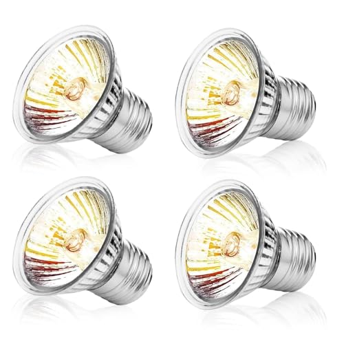 yotutun Ampoule Chauffante Terrarium, 4 Pièces 25W Ampoule UVA UVB Tortue Dimmable Lampe Terrarium Tortue Lampe Chauffante Poussin pour Lézard Dragon Barbu...