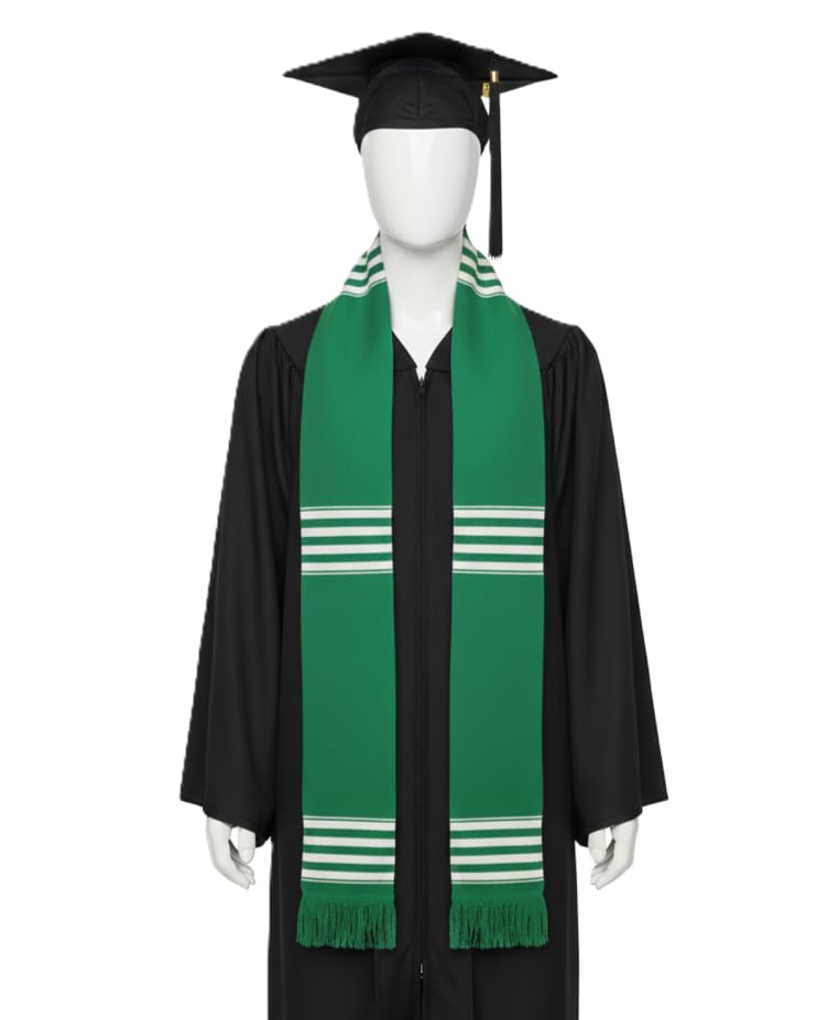 African Kente Graduation Choir Stole - Green with White