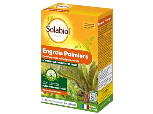 SOLABIOL Engrais Palmiers Et Plantes Méditerranéennes - 1,5Kg - Jusqu'à 7 Palmiers - Pour Un Feuillage Fort & Dense - Nutrition Longue Durée - Utilisable En Agriculture Biologique SOPALMY15