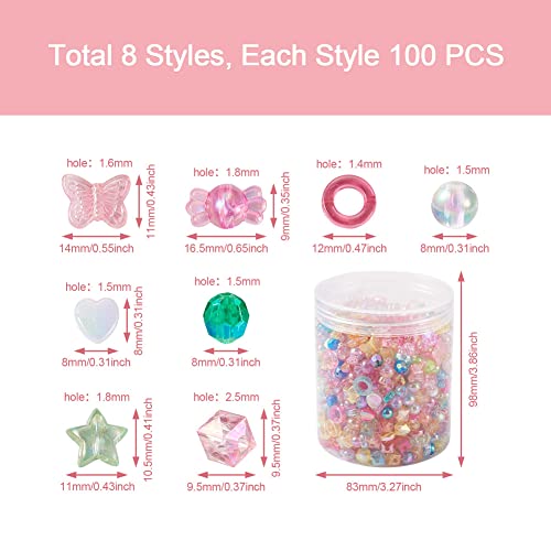 Beadthoven 800pcs Transparent Acrylic Beads AB Color Acrylic Heart Round Star Butterfly Candy Beads for DIY Necklace Bracelet Earring Jewelry Making Hole: 1.5-2.5mm - Image 3
