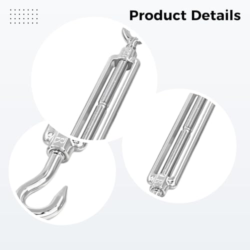 Tensor Resistente, 16 Piezas M5 Gancho y Ojal, 4.8 in, Construcción en Acero Inoxidable 304 para Cable de Acero, Tensado y Fijación miniatura 2
