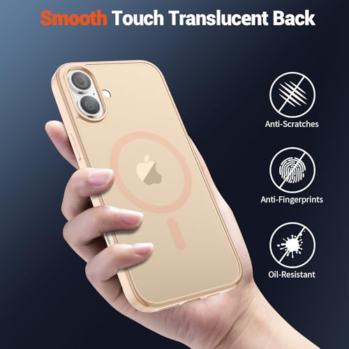 Image of SUPFINE Magnetic for iPhone 16 Case (Compatible with MagSafe) (10 FT Military Grade Drop Protection) Slim Translucent Matte Shockproof with Anti-Fingerprint Phone Case,Sand Pink