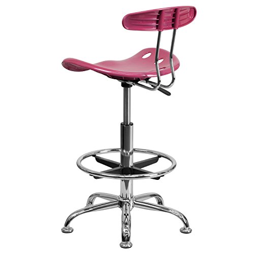 Flash Furniture Vibrant Pink And Chrome Drafting Stool With Tractor Seat #TOP2