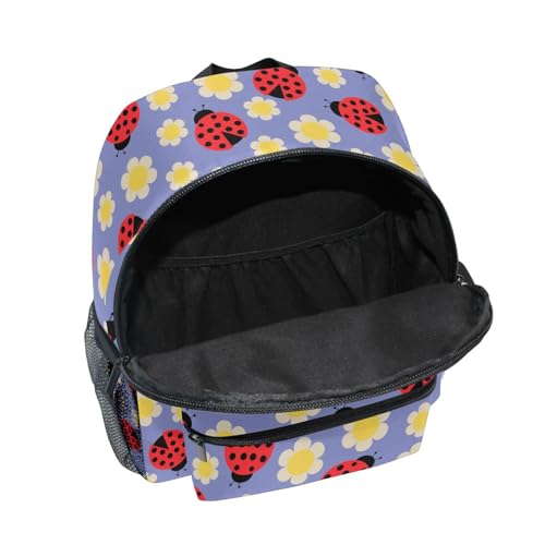 Ladybugs Flowers Toddler Backpack, Kids Preschool Kindergarten School Bag 12 Inch Bookbag Casual Daypack for Boys Girls4