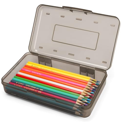 Nuozme Plastic Translucent Pencil Box,Pencil Cases with Snap-Tight Lid for Pens, Pencils, School Supplies,Office Supplies, 1 Pack