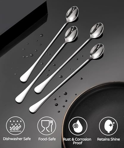 Lovingly Yours 9.5INSPOON4SILVER 9.5-Inch Long Handle Spoon, Ice Tea Spoons, Ice Cream Spoon, Long Coffee Spoons, Stainless Steel Stirring Spoons, Set Of 4 thumb #2