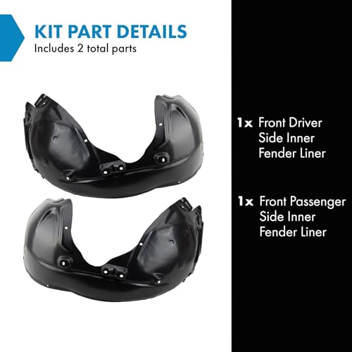 Image of TRQ Front Driver and Passenger Side Inner Fender Liner Set Compatible with 2015-2020 Dodge Charger SRT Hellcat 2015-2018 Charger RT Scat Pack & SRT 392