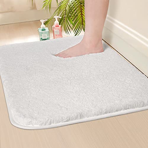 ZARCKER Tapis de Bain, Tapis de Salle de Bain Antidérapant 50 * 80CM, Tapis de Bain Extra Absorbant d'eau Lavable en Machine, Tapis de Salle de Bain en Microfibre Doux et Moelleux - Blanc