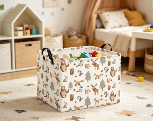 Image of Rectangular Valentines Basket for Women Girls Storage Bin Organizer Box Shelf Room Decor(Grey Animal)