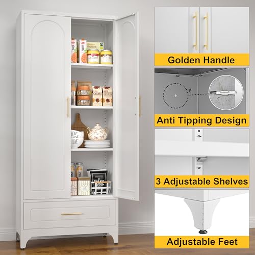 SteeLoong 75”Kitchen Pantry Cabinet, Metal Storage Cabinet with Drawer - image 5