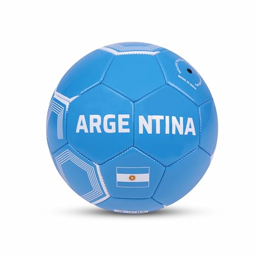 Image of Nivia Football Combo Pack of 4, 1 PVC Football, 1 Pair Shin Guard, 1 Ball Pump, 1 Carry Bag, for Kids & Adults, Size-3 (Argentina)