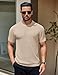 COOFANDY Men's Casual T-Shirts Short Sleeve Knit Tees Crewneck Solid Dress Shirts, Apricot, Medium