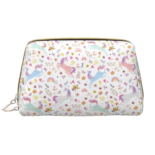 VOSERY Bolsa de maquillaje, neceser de viaje para mujer, organizador de gran capacidad, diseño de dibujos animados bohemios, bonito bolso de maquillaje de flor de caballo, bonita bolsa de maquillaje