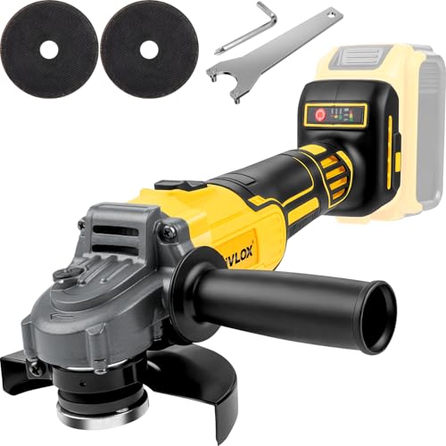 Cordless Angle Grinder for Dewalt 18/20V Battery 125mm 9000RPM Brushless Electric Angle Grinder Tool 3 Variable Speeds Power Grinder for Cutting Grinding Polishing Rust Removal (Tool Only)