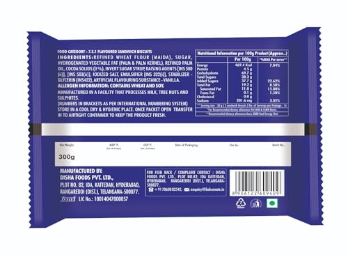 Image of BakeMate BRO Choco Vanilla Sandwich Biscuits Family Pack - Combo Pack of 3 (300g Each) | Vanilla Cream Biscuit | Snack for Kids | Family Pack Sandwich Cream Biscuit | Tea Time Snack | Cookies Packs | Value Pack