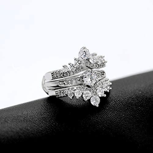 Simulated Diamond Princess Crown Ring Wraps and Enhancers Wedding Engagement Rings Guard Enhancer Y477-2D3