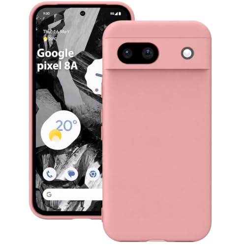 Image of KACA Silicone Back Case for Google Pixel 8A, Soft-Touch, Shockproof Phone Back Cover for Google Pixel 8A (Pink)