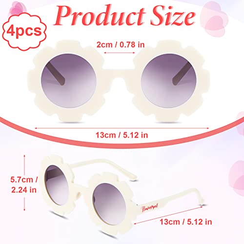 Xuhal 4 Pcs Flower Girl Sunglasses Kids Round floral Sunglasses Cute Glasses Flower Girl Gift Boys Girls Age 3-14 for Wedding Beach Outdoor2