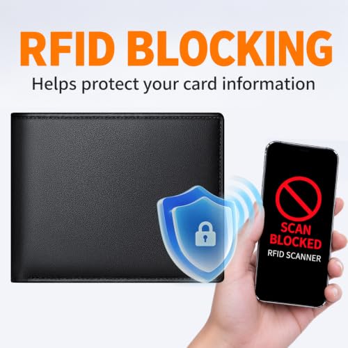 YLLHAD Full Grain Leather Wallets for Men RFID Blocking Bifold Mens Wallet with 2 ID Windows,13 Credit Card Slots & 2 Cash Compartments,Gifts for Men - image 5