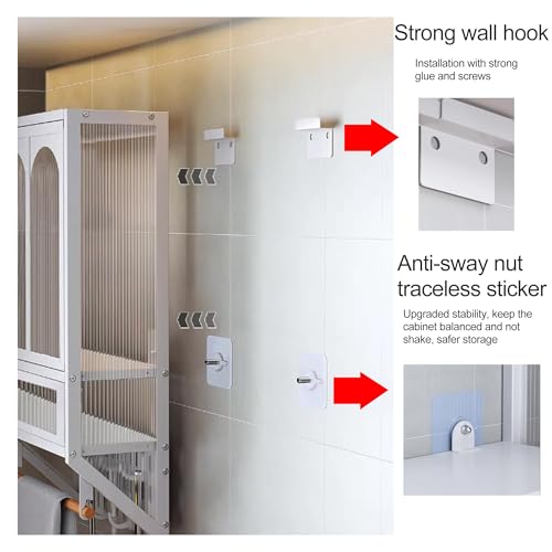 Mcine Wandschrank aus Metall für Badezimmer, platzsparend, mit verstellbaren Regalen, Handtuchstange und WC-Design, ideal für kleine Menschen