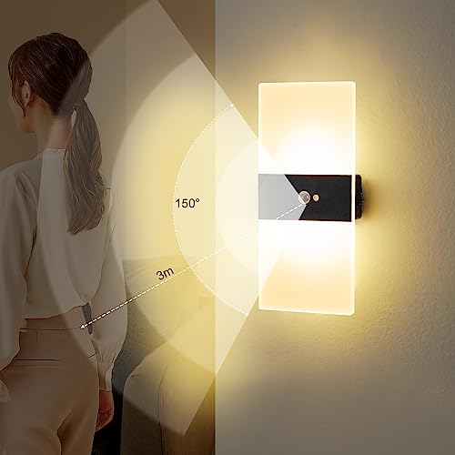 Image of Motion Sensor Wall Light, Rechargeable LED Wall Sconce, Dimmable Magnetic Night Light, 3000K Warm White Wireless Lamp, Battery Powered Indoor Hallway Stairway Closet Bedroom,1-Pack