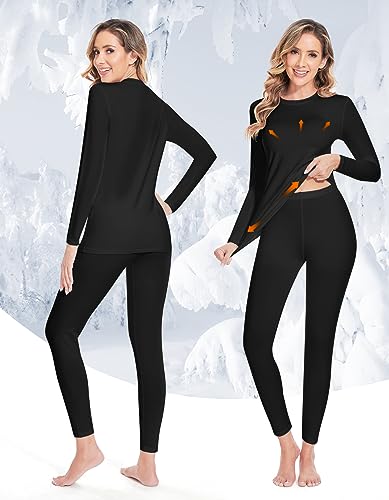 YADIFEN Women Thermal Underwear Set,Long Johns for Women Base Layer with Fleece Lined Long Underwear Top Bottom Cold Weather2
