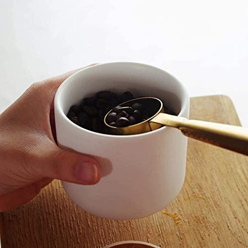 Modernes Design Frischhaltedose mit luftdichtem Holzdeckel, Keramik-Lebensmittelaufbewahrungsdose, Frischhaltedose für Kaffee, Zucker, Tee, Gewürze usw. (Weiß, 260 ml)