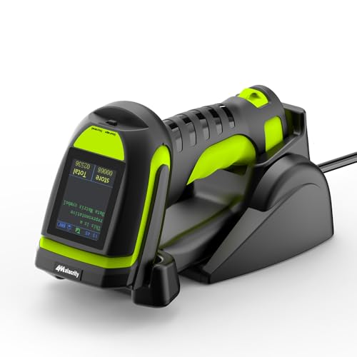 Alacrity Wireless Charging Barcode Scanner with Display Screen, 1D/2D Symbologies, Global Shutter...