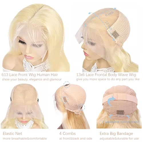 30 Inch 613 13x6 Lace Front Wig Human Hair 200 Density Body Wave Blonde Wig Human Hair Pre Plucked 613 HD Lace Frontal Wig 13x6 Body Wave Wigs With Baby Hair For Women - Image 4