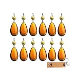 H&D Amber Chandelier Crystal Teardrop Pendant Hanging Crystal Replacement Part for Chandelier,Crystal Chandelabra,Crystal Holders,Pack of 10