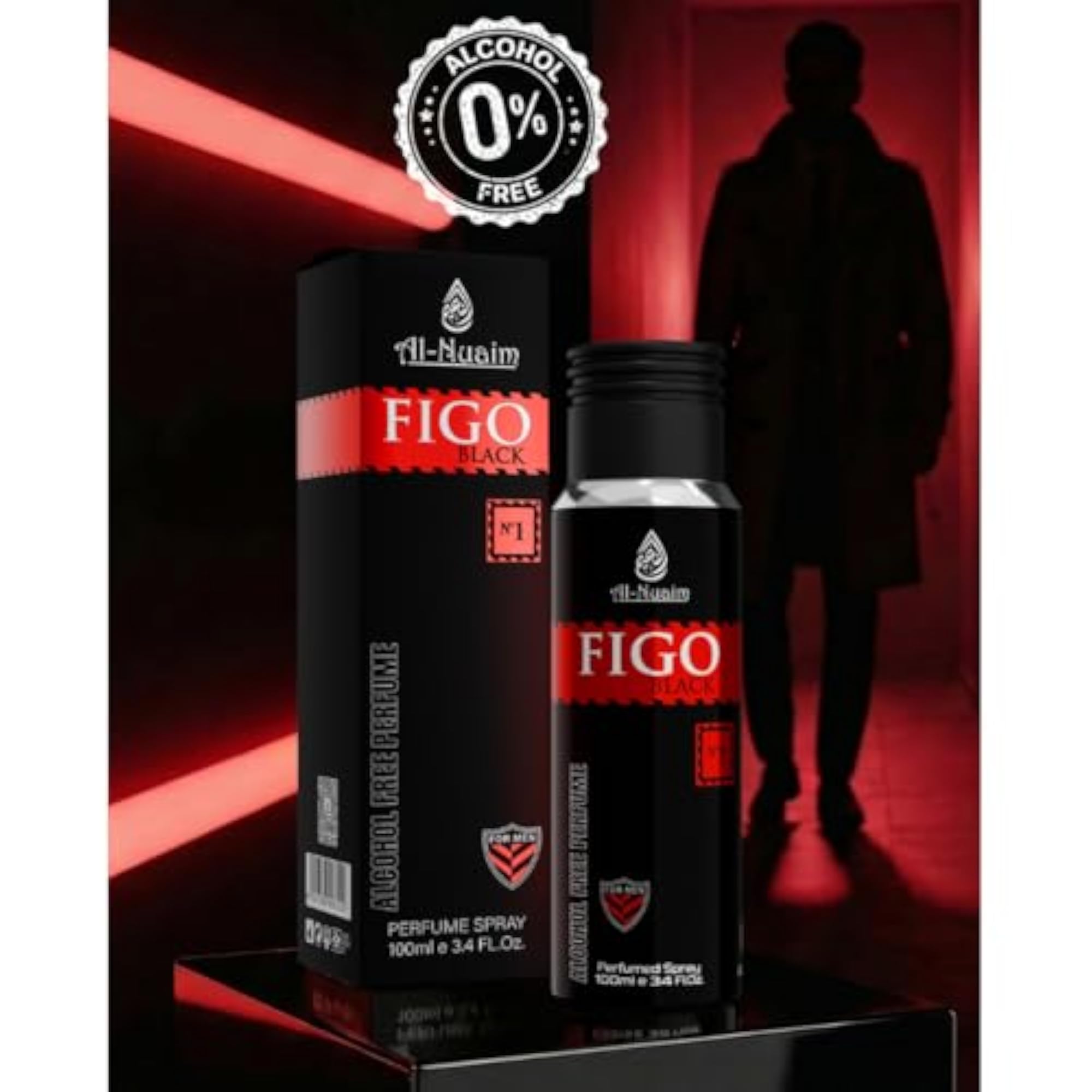 100ML Figo Black Perfume Spray, Alcohol-Free
