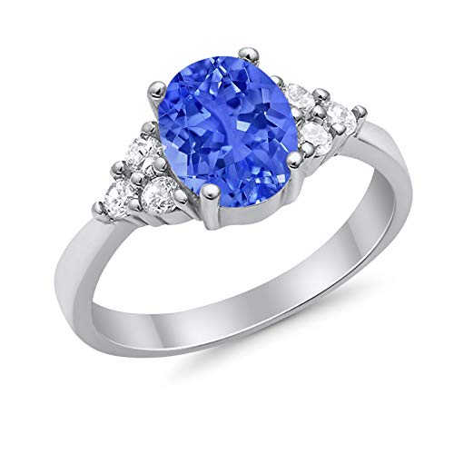 Blue Apple Co. Engagement Ring Round Simulated Cubic Zirconia 925 Sterling Silver Choose Color