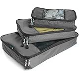 TravelWise Luggage Packing Organization 3 Pack, Silver, Large, Medium and Small Cubes