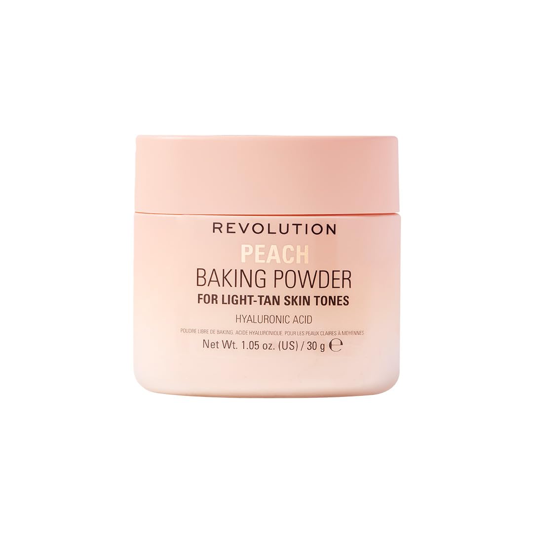 Makeup Revolution Loose Baking Powder Peach 30g | Talc-Free Setting Compact Powder with Hyaluronic Acid & Vitamin E | Oil Control, Brightening, Long-Lasting, Crease-Free Finish for All Skin Tones-image-11