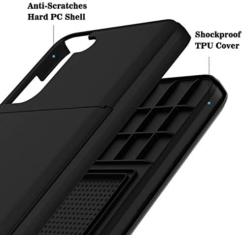 ACOCOBUY Galaxy S21+ Case, for Samsung Galaxy S21 Plus Case Wallet Protective Card Slot Holder Shell Dual Layer Armor Cases Rubber Bumper Phone Cover for Samsung Galaxy S21+ Plus 6.7 Inches Black