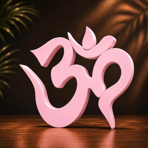 Image of Mad Masters Om Hindu Religious Table Decor - Aesthetic Desk, Shelf & Wall Showpiece for Home, Mandir, Office, Business | Vastu Friendly Gift, Blush Pink (15.2 x 12.7 x 2.5 cm)