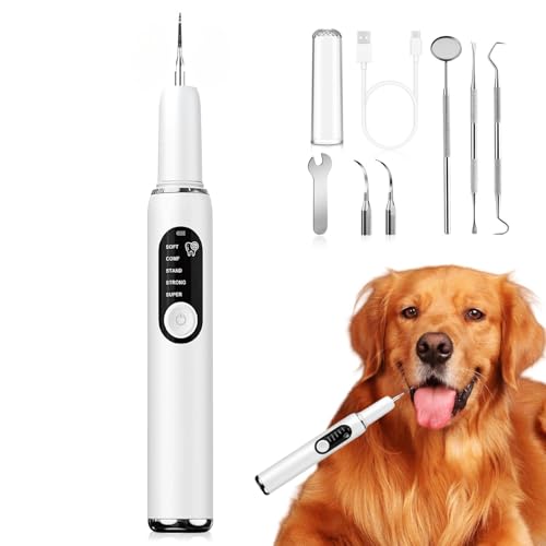 Purfur Plaque Remover for Teeth, Electric Ultrasonic Plaque Remover Kit for Dogs,Electric 5 Modes and 2 Cleaning Head, Effective Care of Teeth, pet Must Have, Help Dog Oral Health